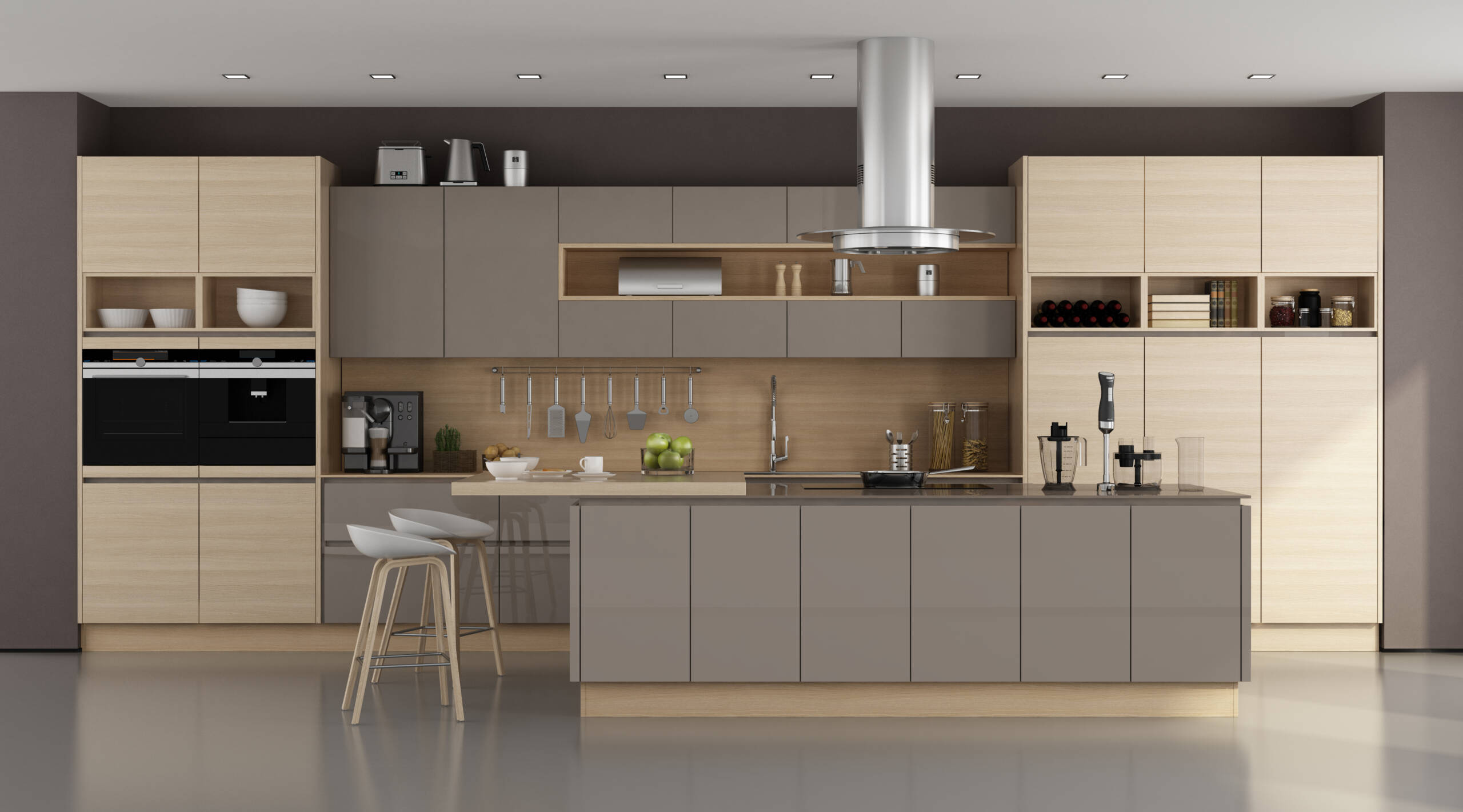 Wooden and brown modern kitchen Rubimar Construction
